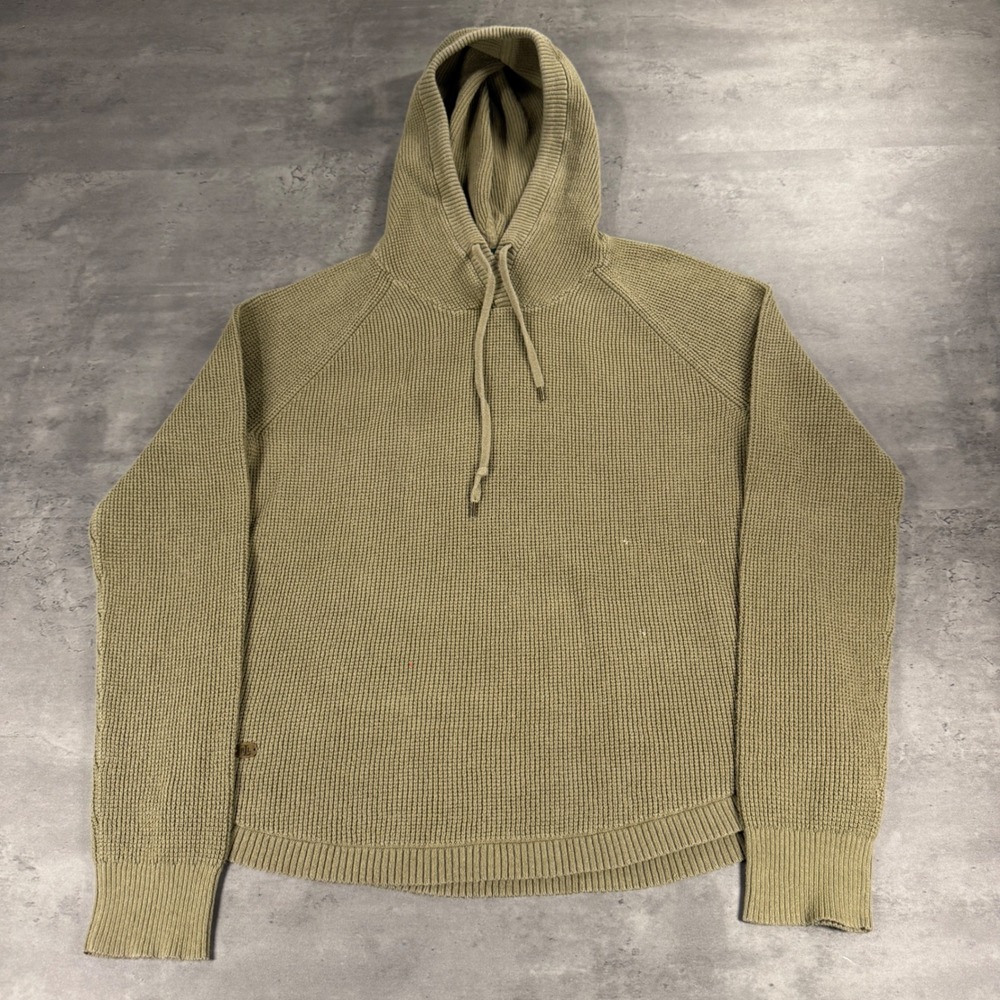 Ralph Lauren Hoodie Womens M Olive Green Waffle Knit Cotton Raglan Sweater